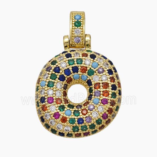 Copper Letter-O Pendant Micropave Zirconia Gold Plated