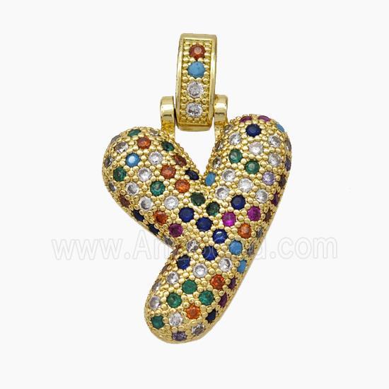 Copper Letter-Y Pendant Micropave Zirconia Gold Plated