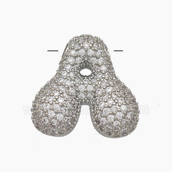 Copper Letter-A Pendant Pave Zirconia Platinum Plated