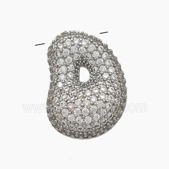 Copper Letter-D Pendant Pave Zirconia Platinum Plated