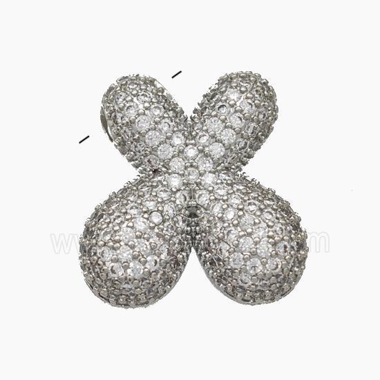 Copper Letter-X Pendant Pave Zirconia Platinum Plated