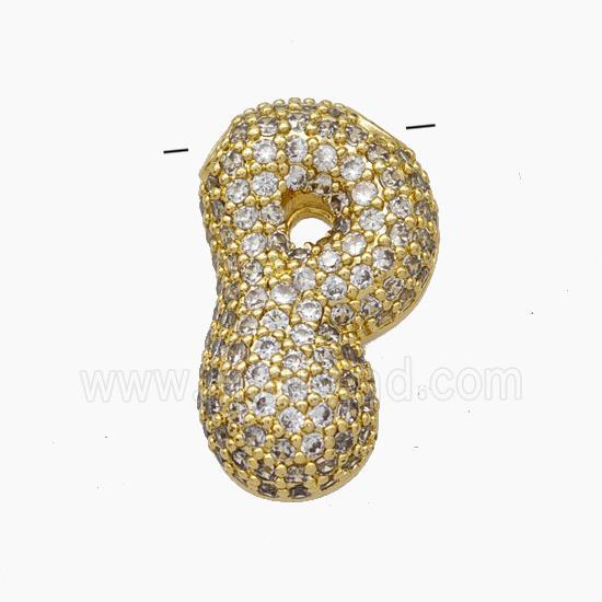 Copper Letter-P Pendant Pave Zirconia Gold Plated