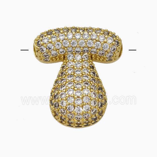 Copper Letter-T Pendant Pave Zirconia Gold Plated
