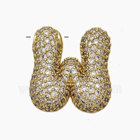 Copper Letter-W Pendant Pave Zirconia Gold Plated