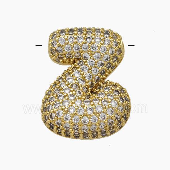 Copper Letter-Z Pendant Pave Zirconia Gold Plated