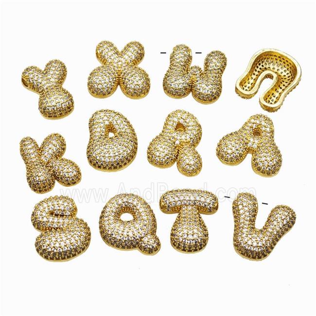 Copper Alphabet Pendant Pave Zirconia Mixed Letters Gold Plated