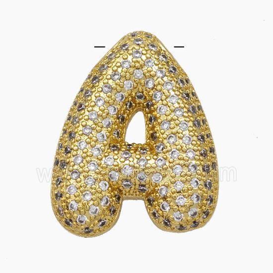 Copper Letter-A Pendant Pave Zirconia Gold Plated