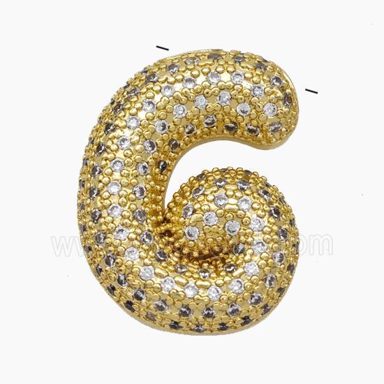 Copper Letter-G Pendant Pave Zirconia Gold Plated