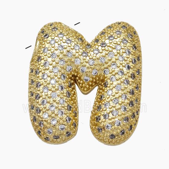 Copper Letter-M Pendant Pave Zirconia Gold Plated