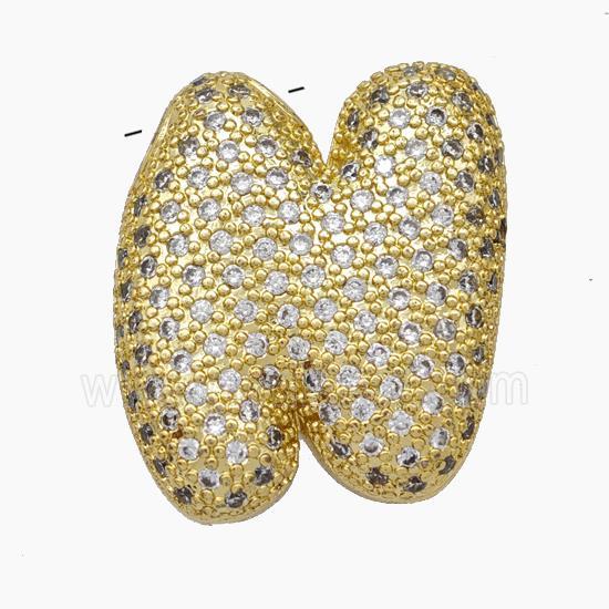 Copper Letter-N Pendant Pave Zirconia Gold Plated