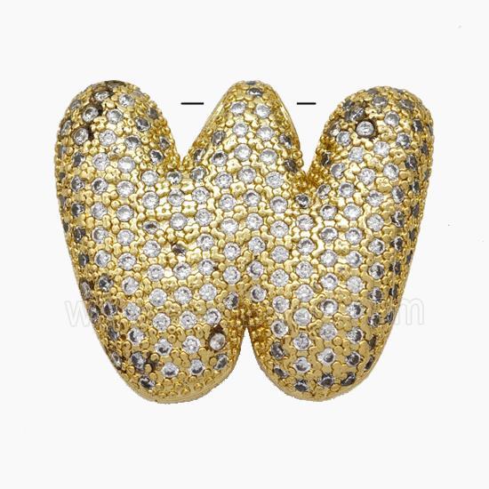 Copper Letter-W Pendant Pave Zirconia Gold Plated
