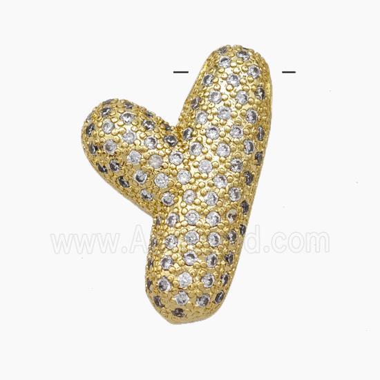 Copper Letter-Y Pendant Pave Zirconia Gold Plated