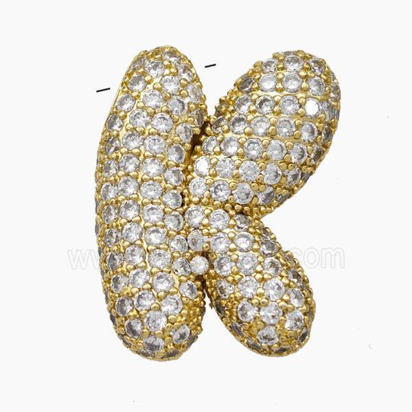 Copper Letter-K Pendant Pave Zirconia Gold Plated
