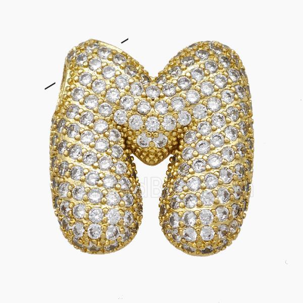 Copper Letter-M Pendant Pave Zirconia Gold Plated