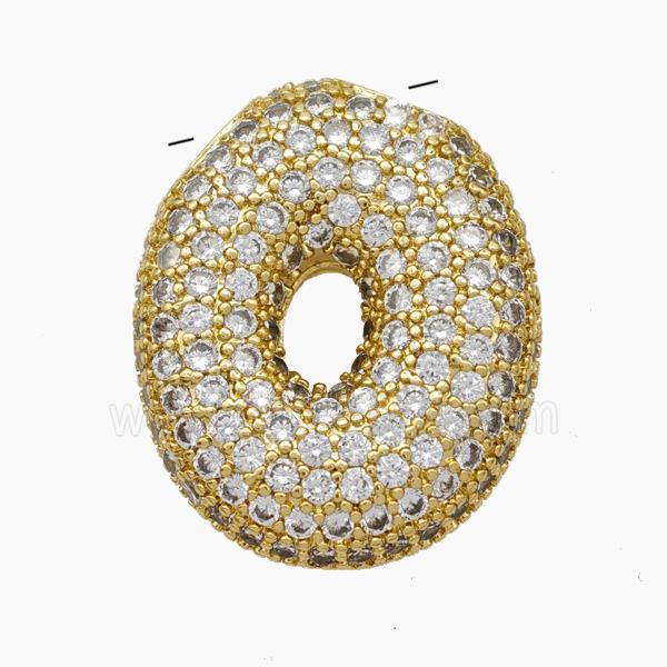 Copper Letter-O Pendant Pave Zirconia Gold Plated