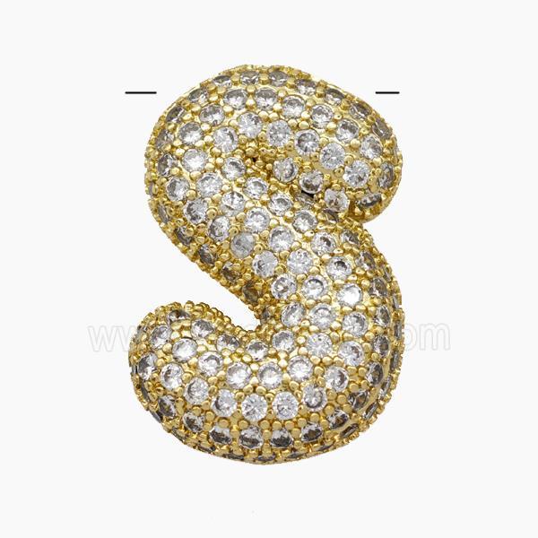 Copper Letter-S Pendant Pave Zirconia Gold Plated