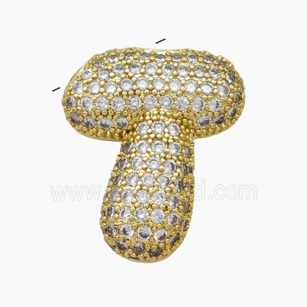 Copper Letter-T Pendant Pave Zirconia Gold Plated