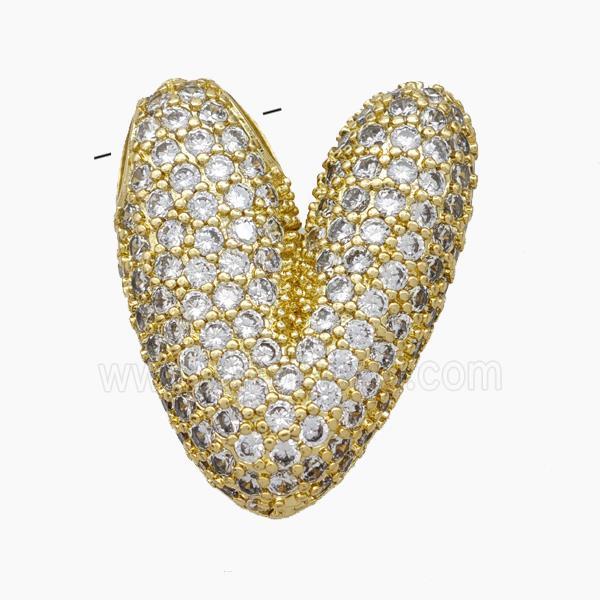 Copper Letter-V Pendant Pave Zirconia Gold Plated