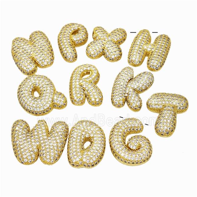 Copper Alphabet Pendant Pave Zirconia Mixed Letters Gold Plated