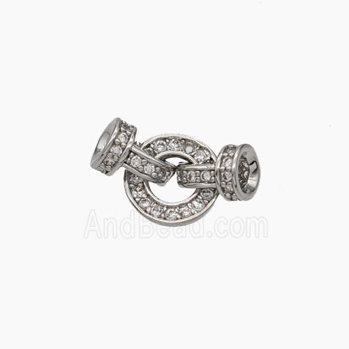 Copper Clasp Pave Zirconia Cord End Platinum Plated