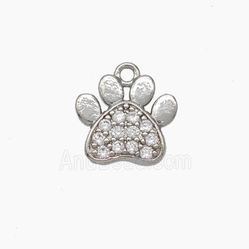 Copper Paw Charms Pendant Micropave Zirconia Platinum Plated