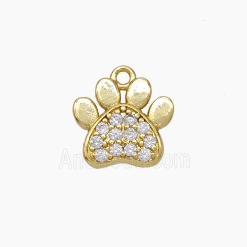 Copper Paw Charms Pendant Micropave Zirconia Gold Plated
