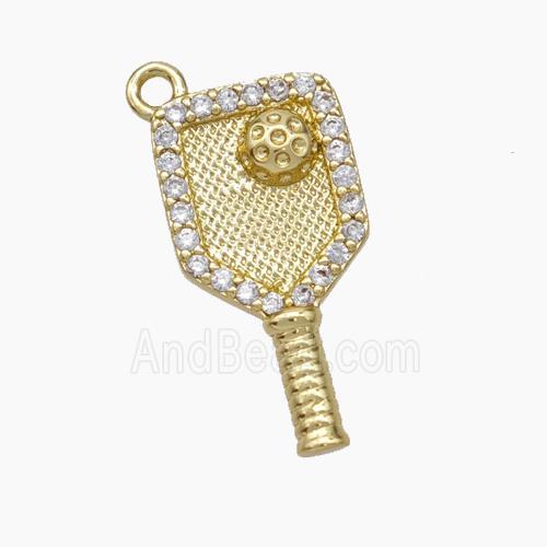 Copper Key Pendant Pave Zirconia Gold Plated