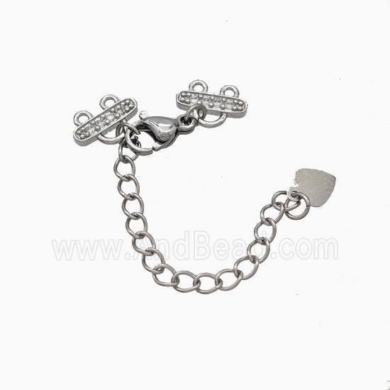 Copper Necklace Extender Pave Zirconia Platinum Plated