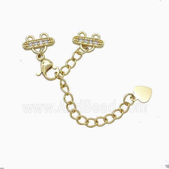 Copper Necklace Extender Pave Zirconia Gold Plated