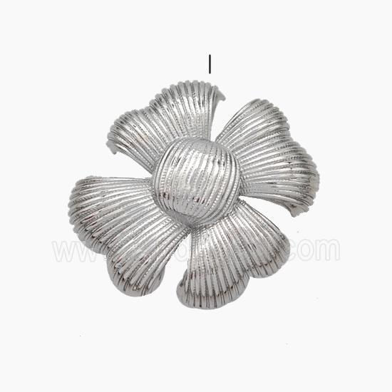 Copper Flower Pendant Platinum Plated