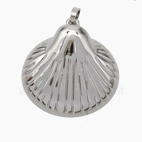 Scallop Shell Charms Copper Pendant Platinum Plated