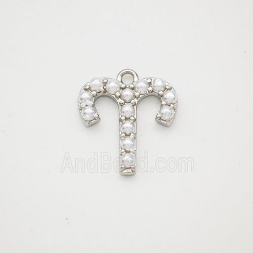 Copper Pendant Pave Pearlized Resin Zodiac Aries Platinum Plated