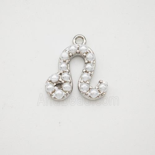 Copper Pendant Pave Pearlized Resin Zodiac Leo Platinum Plated