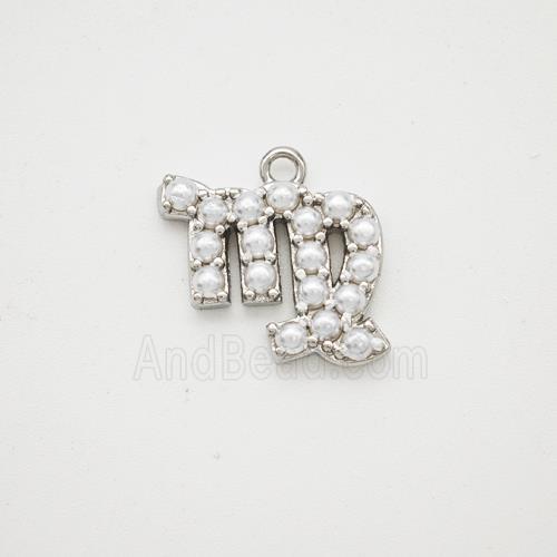 Copper Pendant Pave Pearlized Resin Zodiac Virgo Platinum Plated