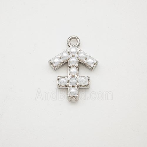 Copper Pendant Pave Pearlized Resin Zodiac Sagittarius Platinum Plated