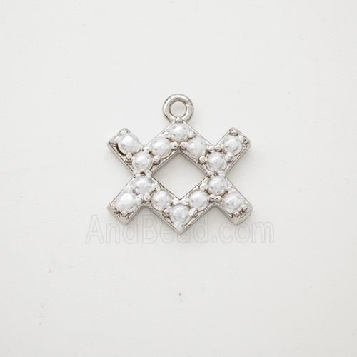Copper Pendant Pave Pearlized Resin Zodiac Aquarius Platinum Plated