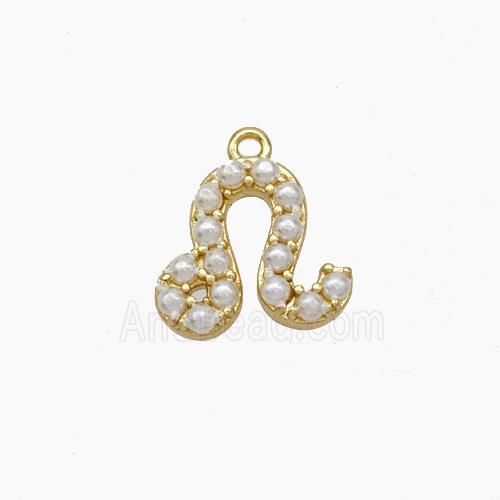 Copper Pendant Pave Pearlized Resin Zodiac Leo Gold Plated
