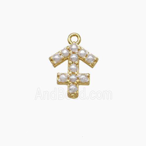 Copper Pendant Pave Pearlized Resin Zodiac Sagittarius Gold Plated