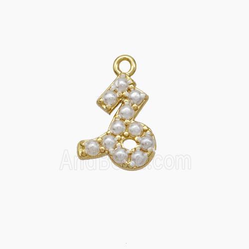 Copper Pendant Pave Pearlized Resin Zodiac Capricorn Gold Plated