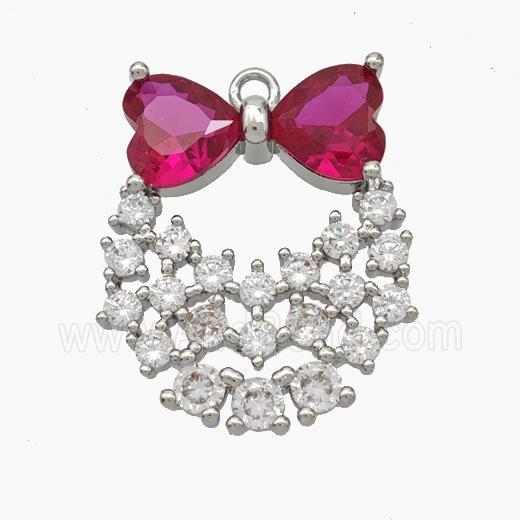 Tuxedo Charms Copper Bow Pendant Pave Zirconia Platinum Plated