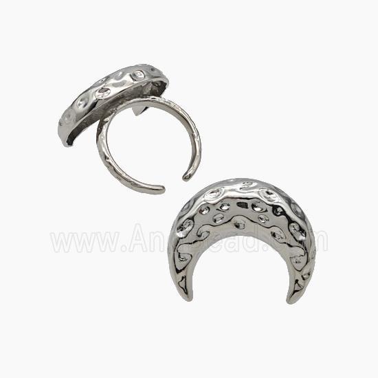 Copper Moon Rings Hammered Platinum Plated