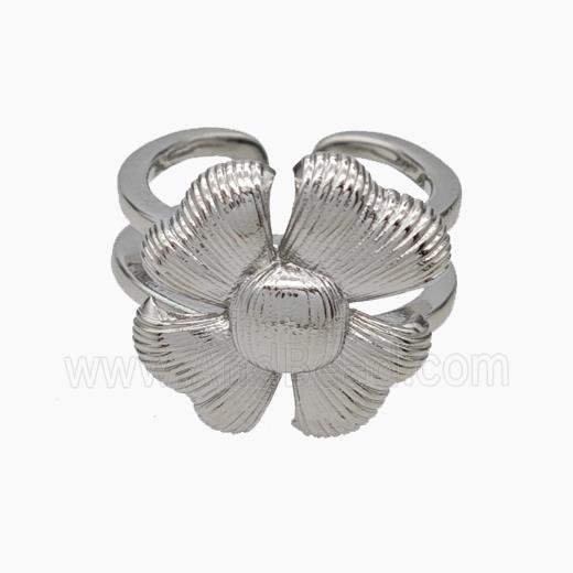 Copper Flower Rings Platinum Plated