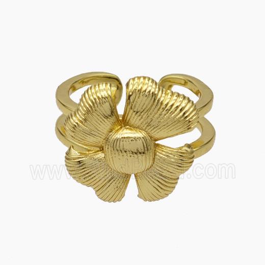 Copper Flower Rings Gold Plated