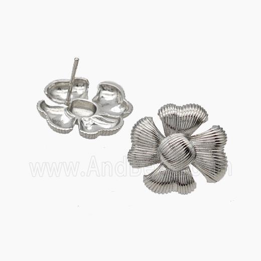 Copper Flower Stud Earrings Platinum Plated