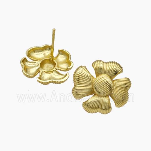 Copper Flower Stud Earrings Gold Plated