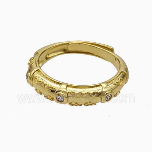 Copper Rings Pave Zirconia Adjustable Gold Plated