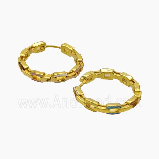 Copper Hoop Earrings Enamel Gold Plated