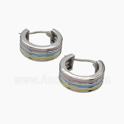 Copper Latchback Earrings Multicolor Enamel Platinum Plated