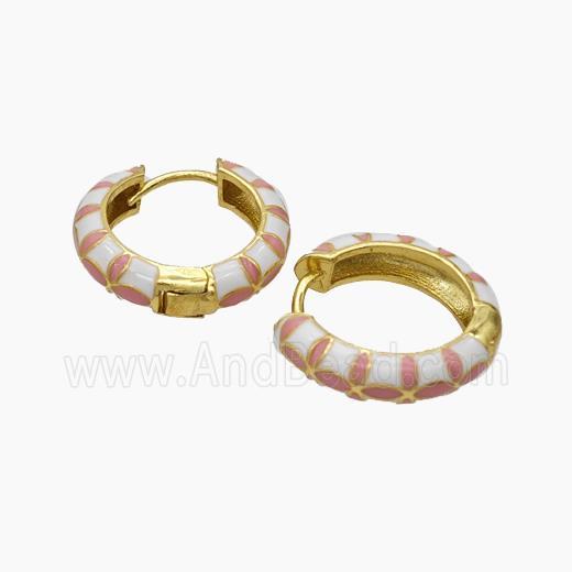 Copper Hoop Earrings Enamel Gold Plated