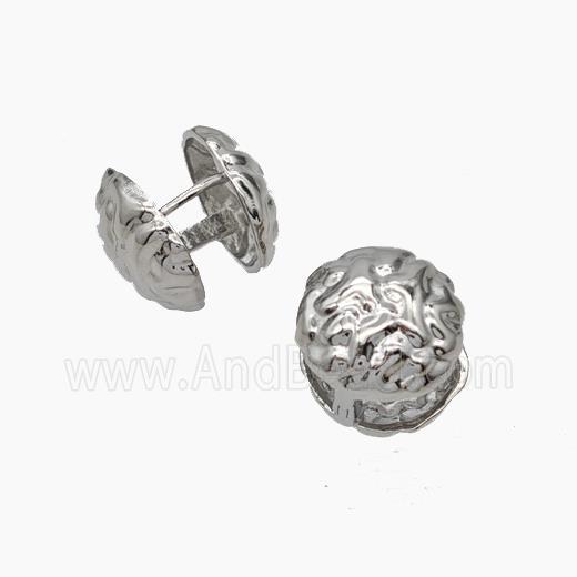 Copper Coin Latchback Earrings Hammered Platinum Plated
